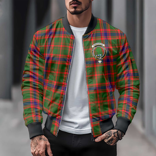 Clan Kinninmont Tartan Men Bomber Jacket Crest And Plaid Basic Style