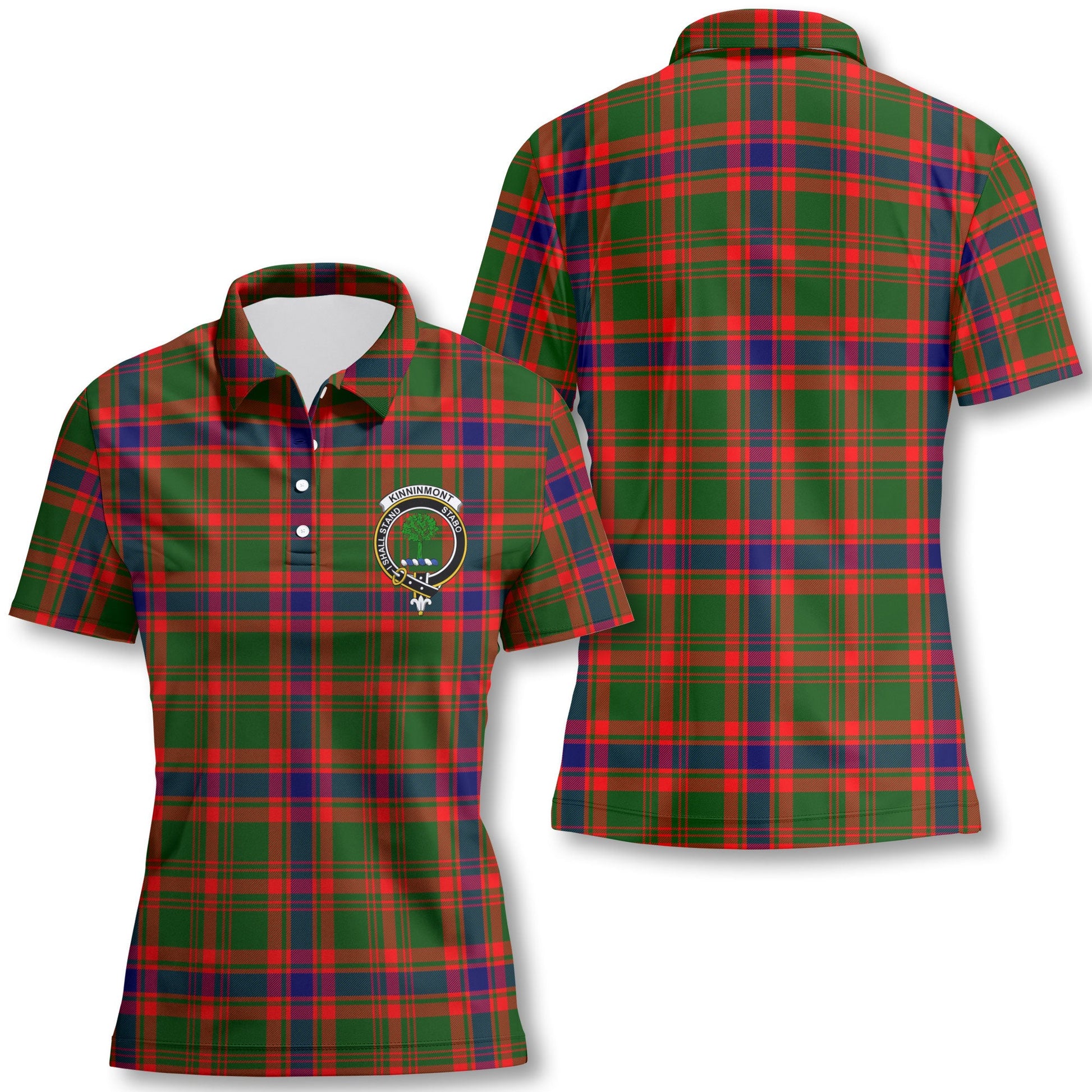 Clan Kinninmont Tartan Women Polo Shirt Crest And Plaid Basic Style