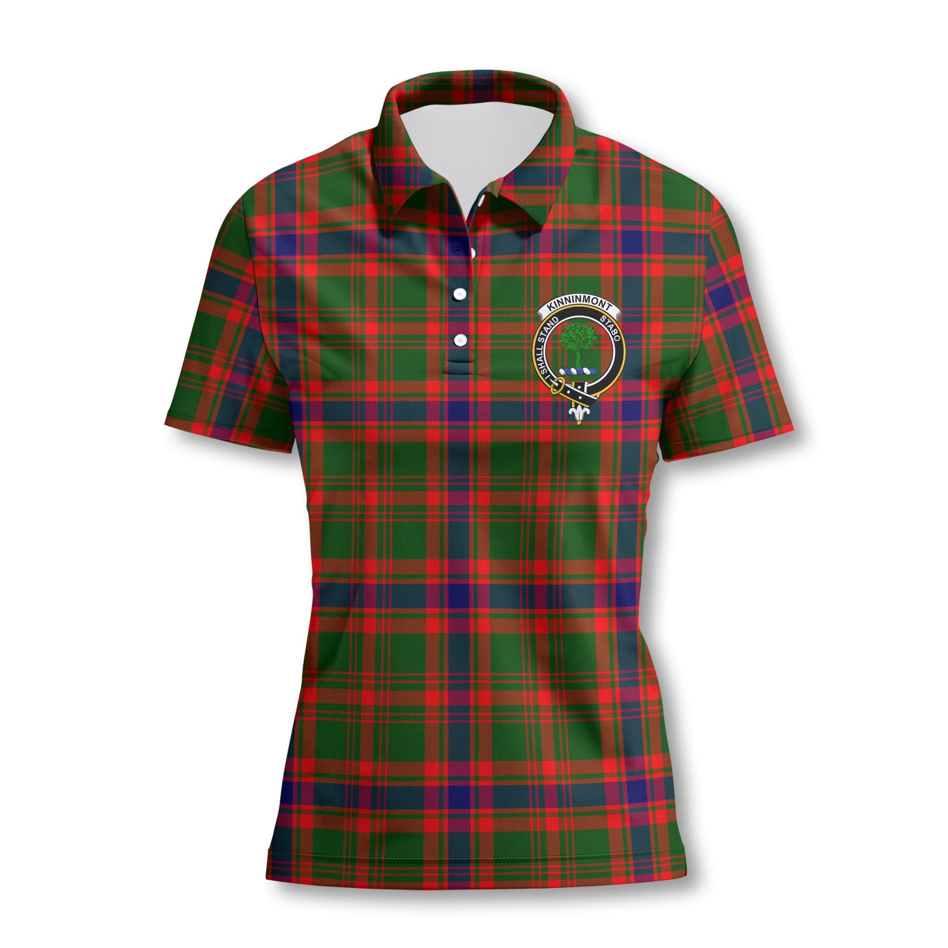 Clan Kinninmont Tartan Women Polo Shirt Crest And Plaid Basic Style