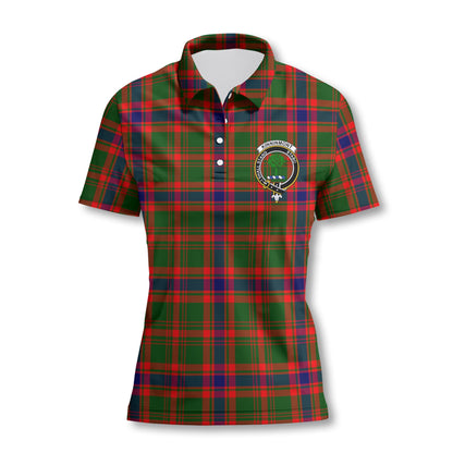 Clan Kinninmont Tartan Women Polo Shirt Crest And Plaid Basic Style