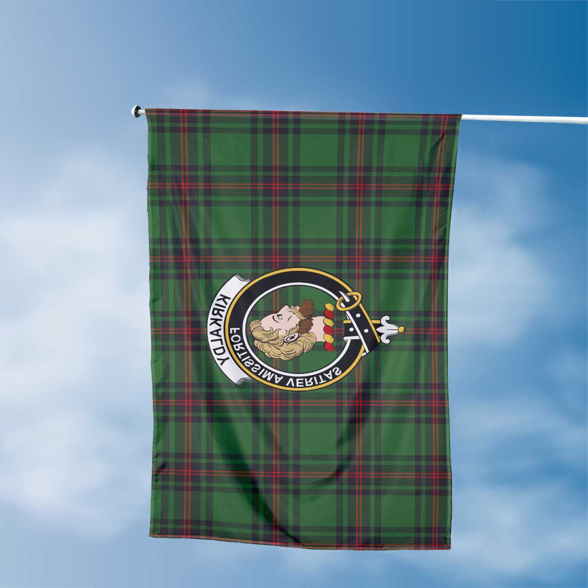 Clan Kirkaldy Tartan Flag Crest And Plaid Basic Style