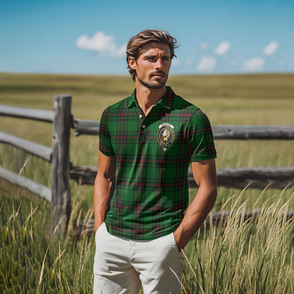 Clan Kirkaldy Tartan Golf Men Polo Shirt Crest And Plaid Basic Style