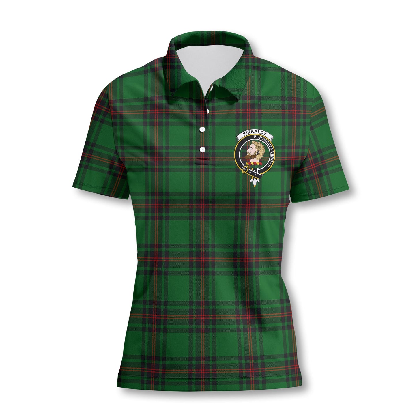 Clan Kirkaldy Tartan Women Polo Shirt Crest And Plaid Basic Style