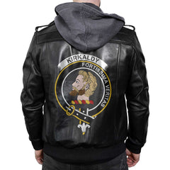 Clan Kirkaldy Tartan Zip Leather Jacket Crest And Plaid Basic Style