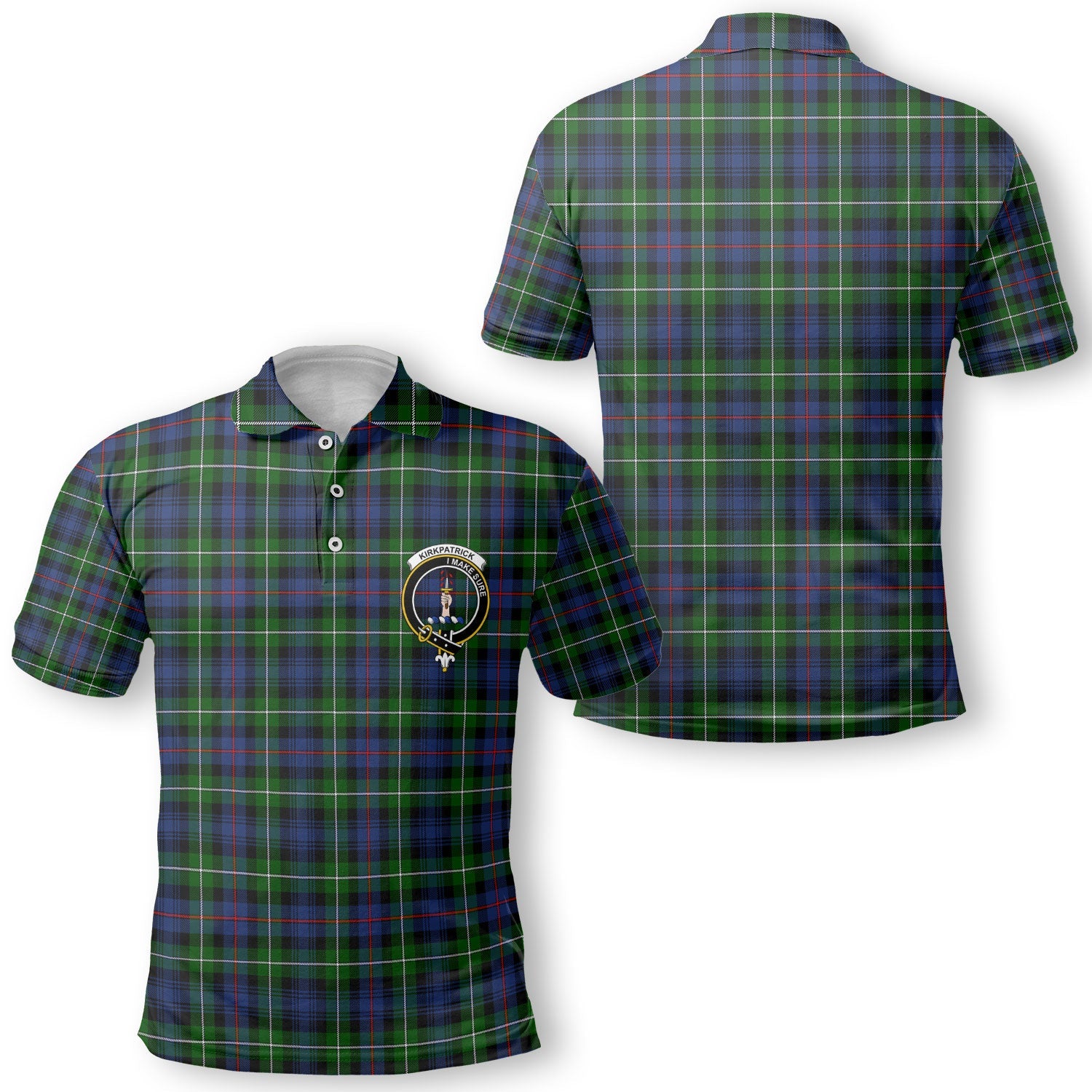 Clan Kirkpatrick Tartan Golf Men Polo Shirt Crest And Plaid Basic Style