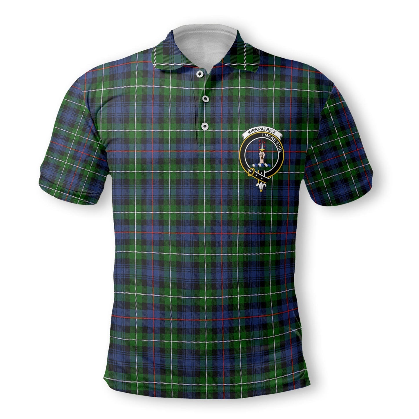 Clan Kirkpatrick Tartan Golf Men Polo Shirt Crest And Plaid Basic Style