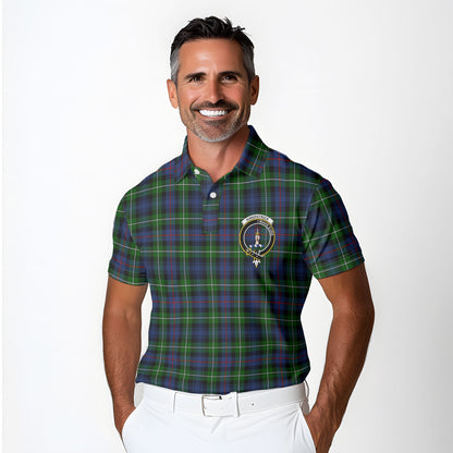 Clan Kirkpatrick Tartan Golf Men Polo Shirt Crest And Plaid Basic Style