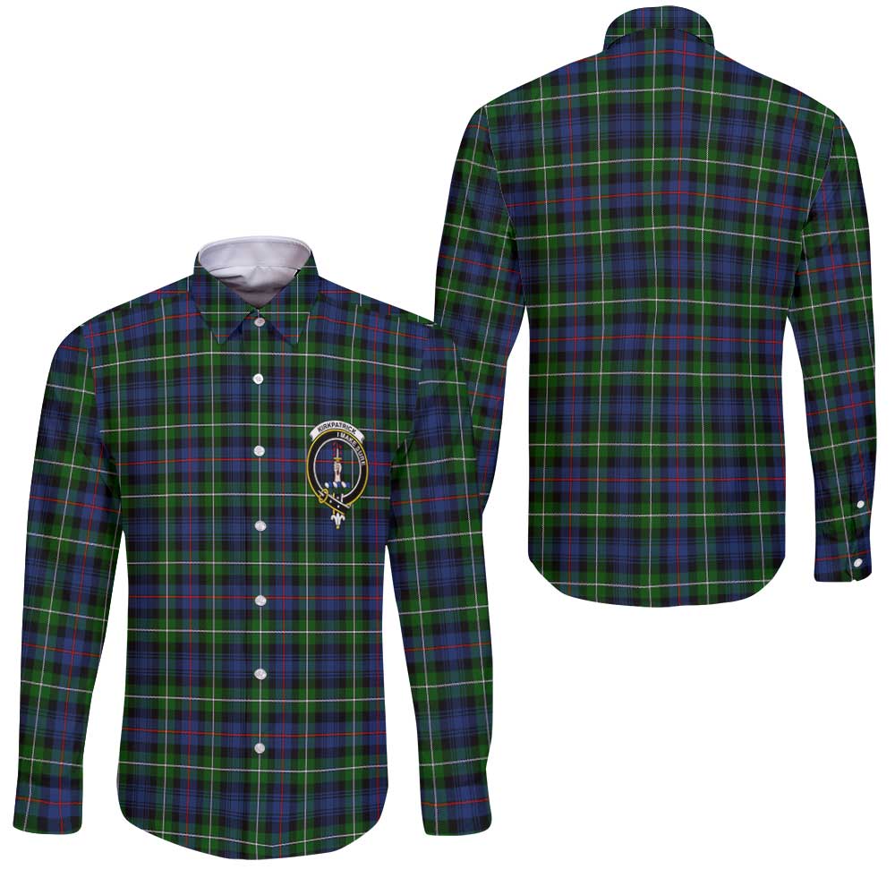Clan Kirkpatrick Tartan Long Sleeve Button Shirt Crest And Plaid Basic Style