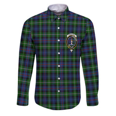 Clan Kirkpatrick Tartan Long Sleeve Button Shirt Crest And Plaid Basic Style