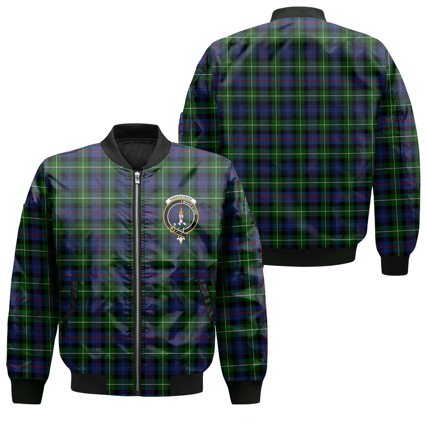 Clan Kirkpatrick Tartan Men Bomber Jacket Crest And Plaid Basic Style