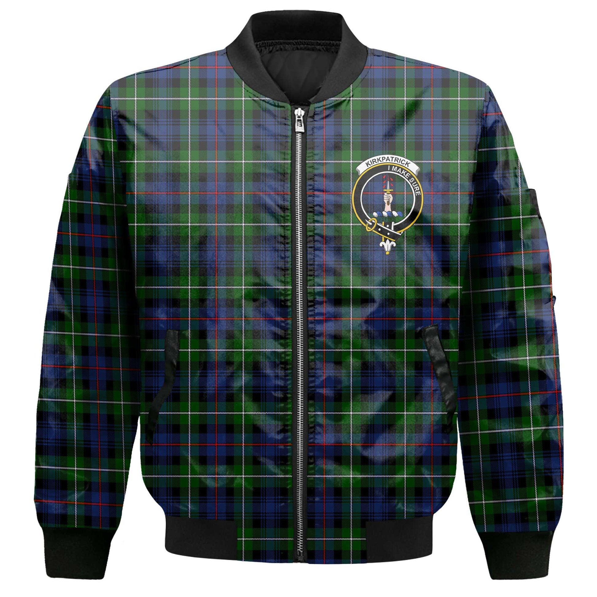 Clan Kirkpatrick Tartan Men Bomber Jacket Crest And Plaid Basic Style