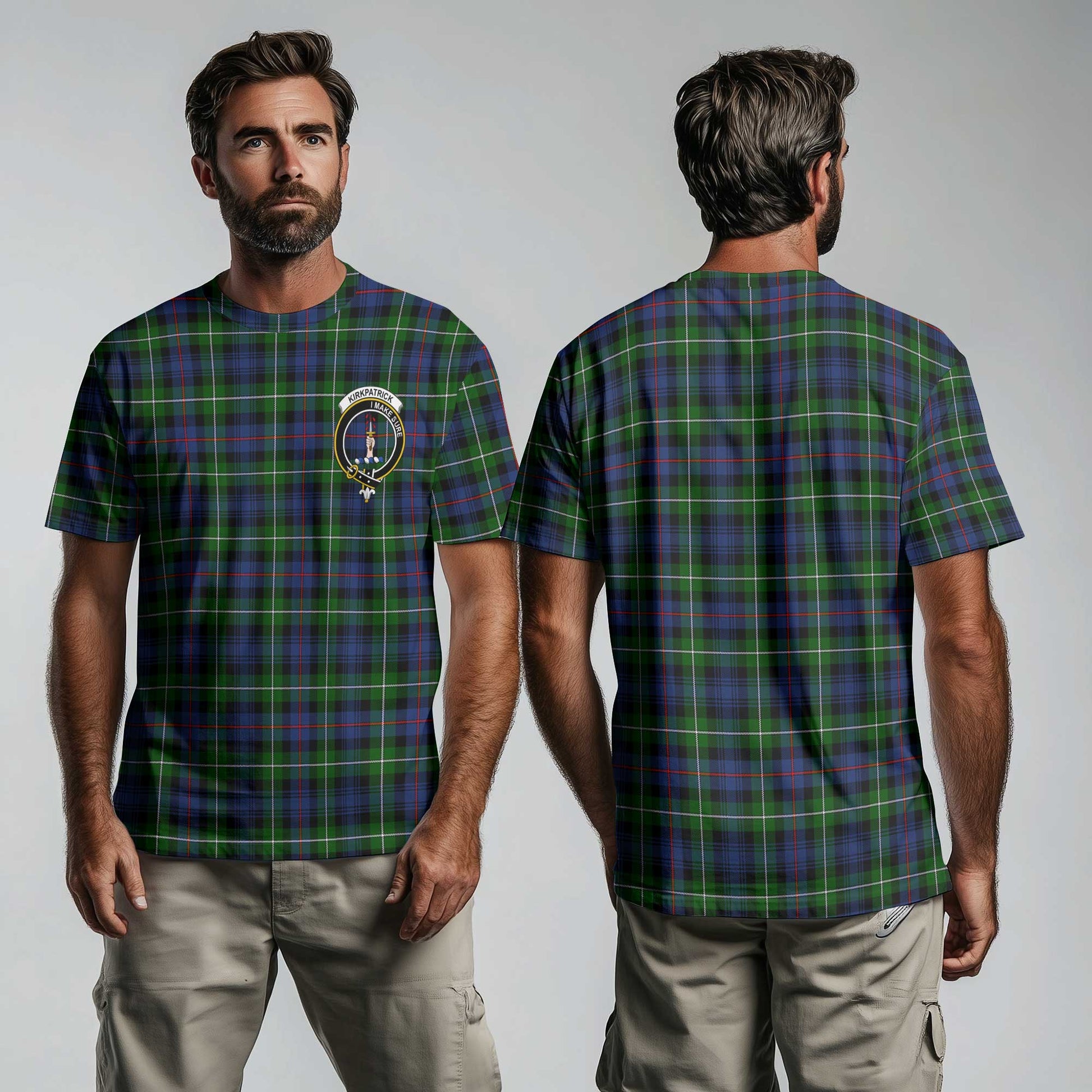 Clan Kirkpatrick Tartan Men T Shirt Crest And Plaid Basic Style