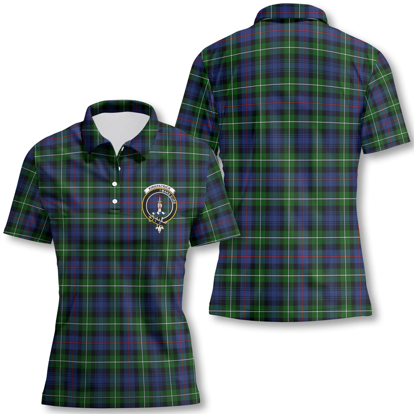 Clan Kirkpatrick Tartan Women Polo Shirt Crest And Plaid Basic Style