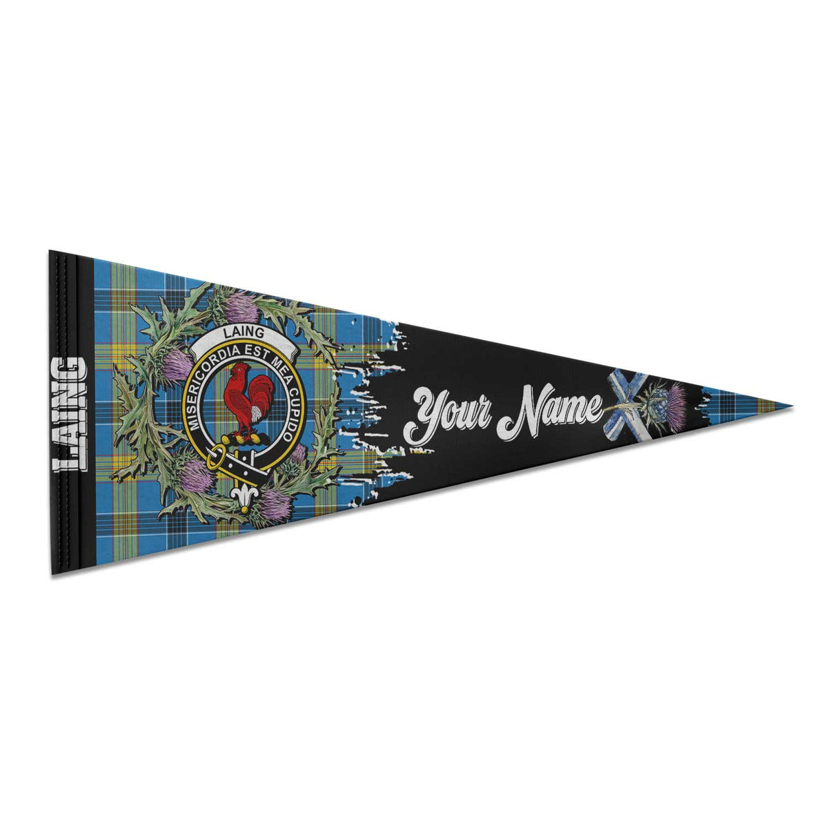Clan Laing Tartan Felt Pennant Crest And Plaid Basic Style