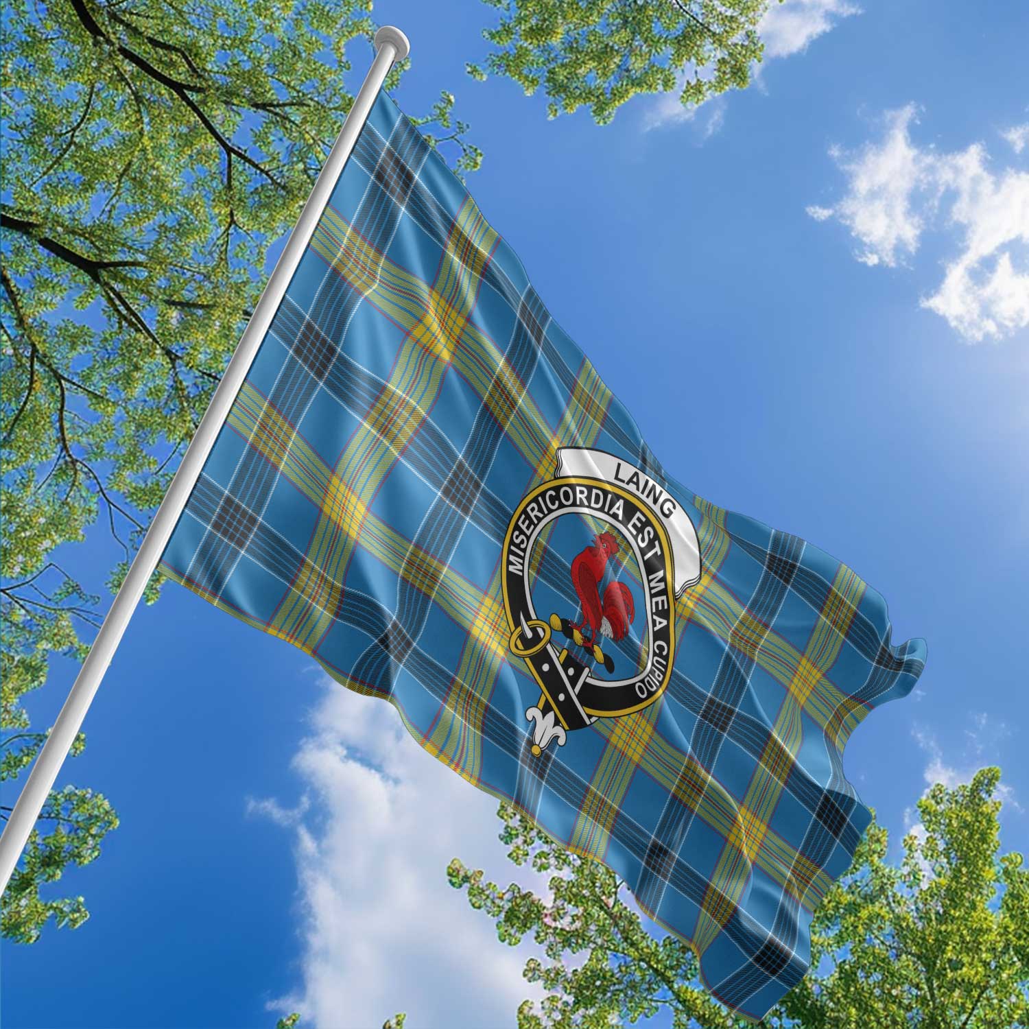 Clan Laing Tartan Flag Crest And Plaid Basic Style