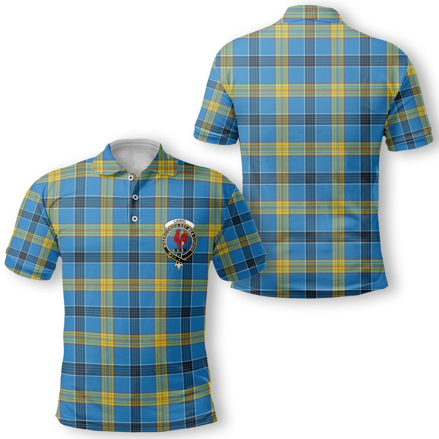 Clan Laing Tartan Golf Men Polo Shirt Crest And Plaid Basic Style