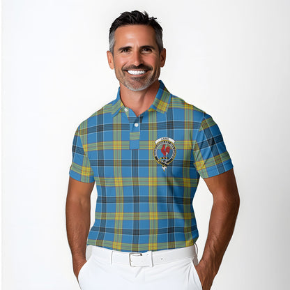 Clan Laing Tartan Golf Men Polo Shirt Crest And Plaid Basic Style