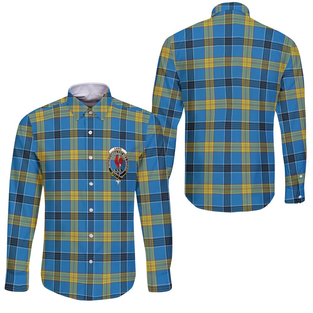 Clan Laing Tartan Long Sleeve Button Shirt Crest And Plaid Basic Style