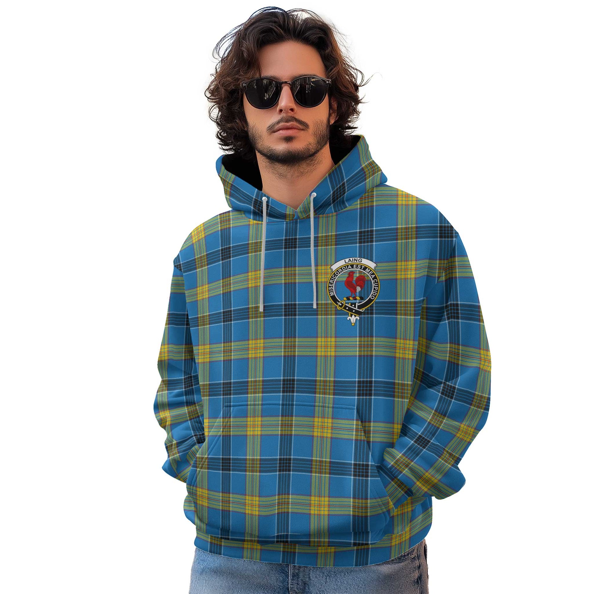 Clan Laing Tartan Men Hoodie Crest And Plaid Basic Style