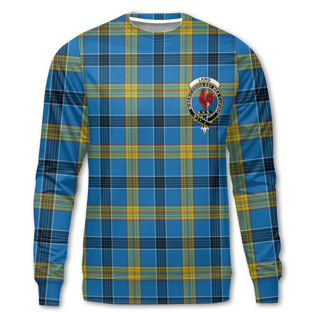 Clan Laing Tartan Men Sweatshirt Crest And Plaid Basic Style