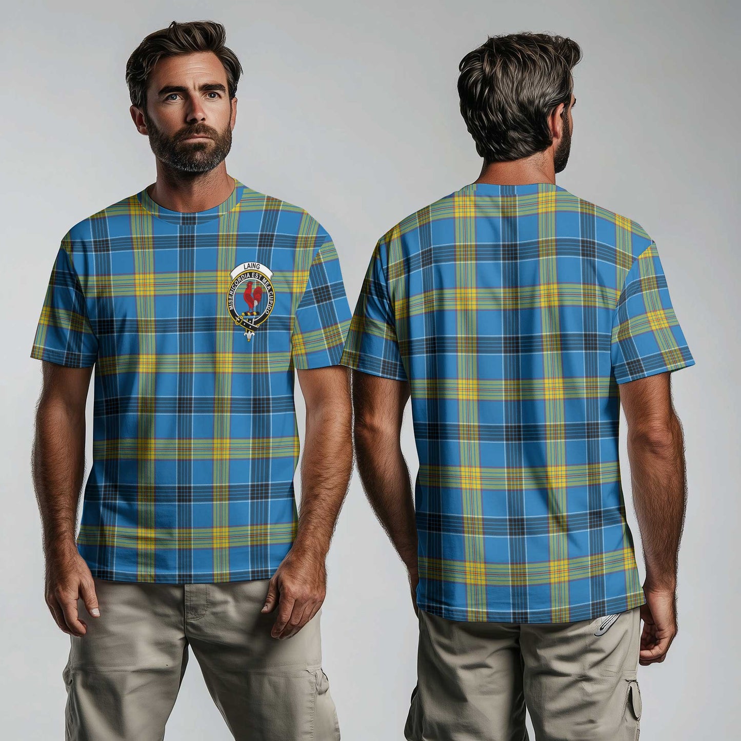 Clan Laing Tartan Men T Shirt Crest And Plaid Basic Style