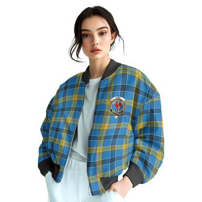 Clan Laing Tartan Women Bomber Jacket Crest And Plaid Basic Style