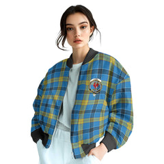 Clan Laing Tartan Women Bomber Jacket Crest And Plaid Basic Style