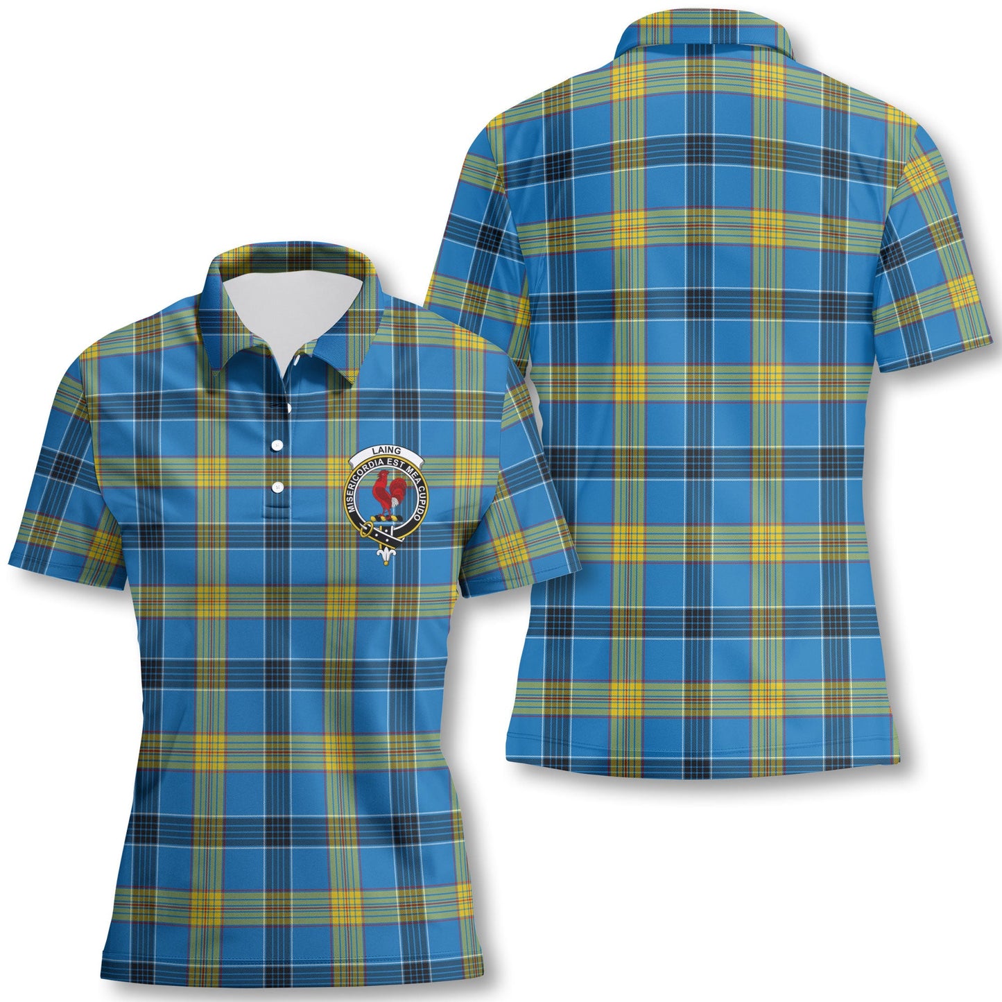 Clan Laing Tartan Women Polo Shirt Crest And Plaid Basic Style