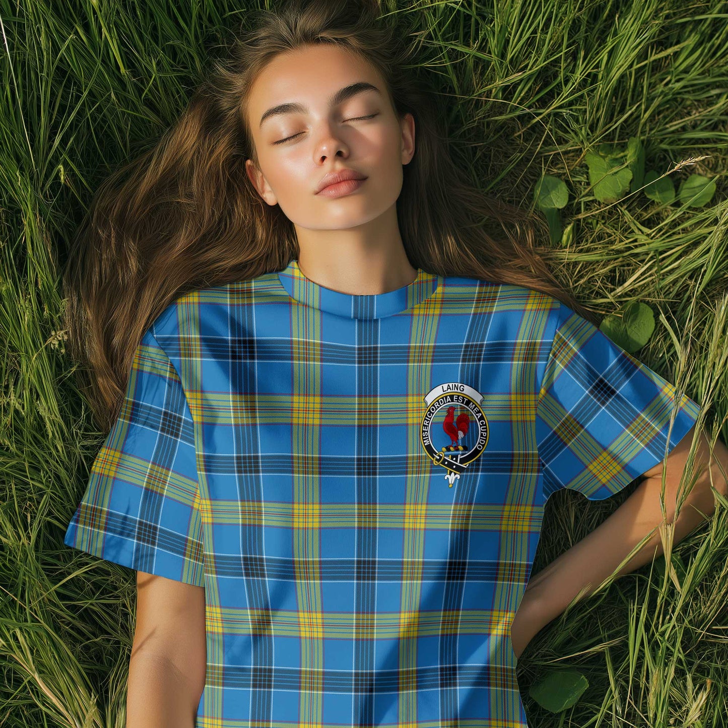 Clan Laing Tartan Women T Shirt Crest And Plaid Basic Style