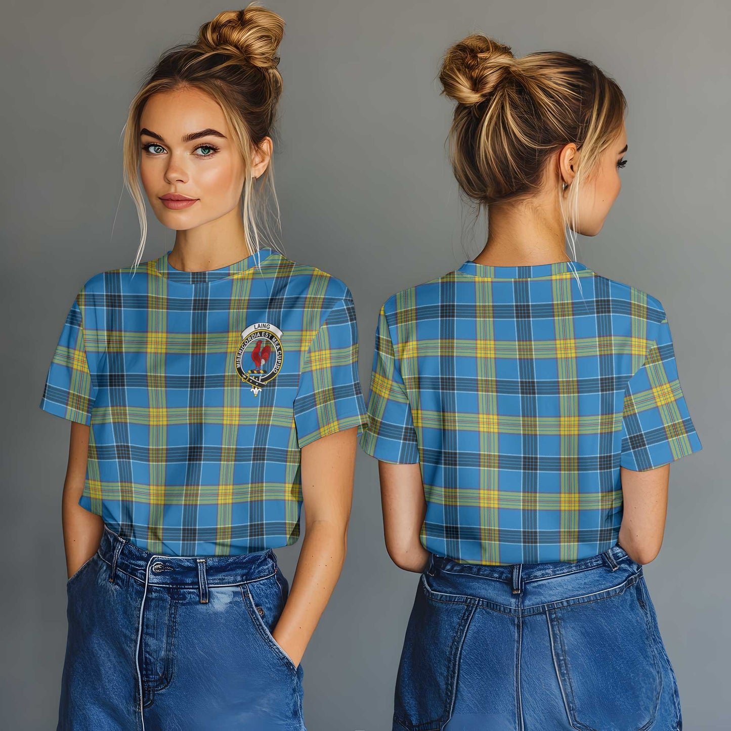 Clan Laing Tartan Women T Shirt Crest And Plaid Basic Style