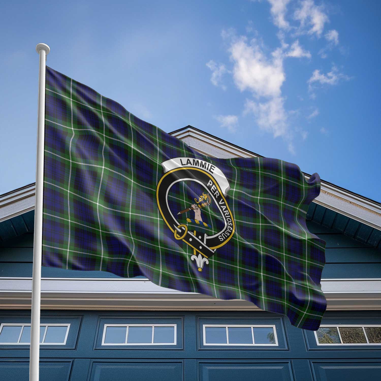 Clan Lammie Tartan Flag Crest And Plaid Basic Style