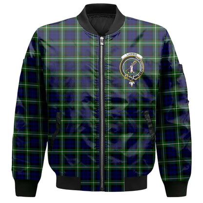 Clan Lammie Tartan Men Bomber Jacket Crest And Plaid Basic Style