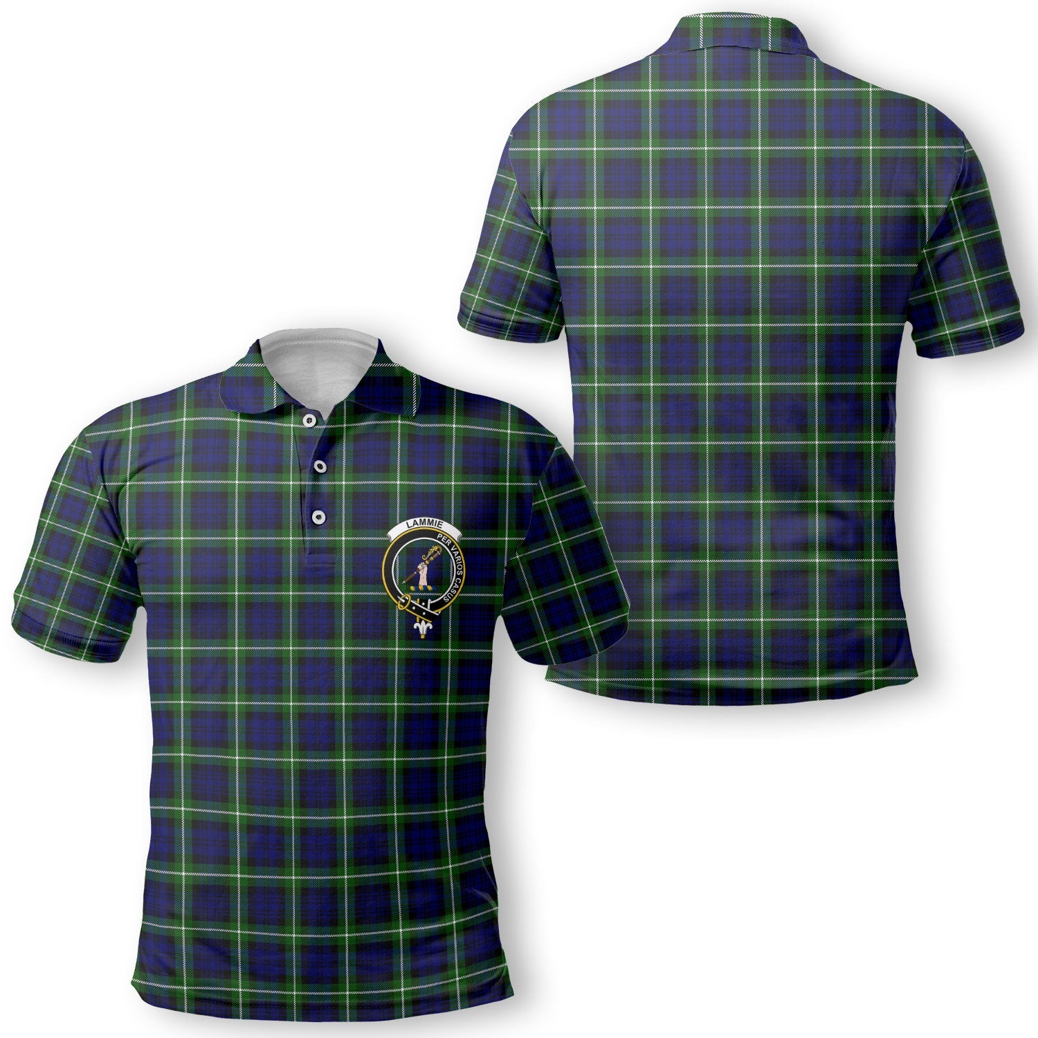 Clan Lammie Tartan Men Polo Shirt Crest And Plaid Basic Style