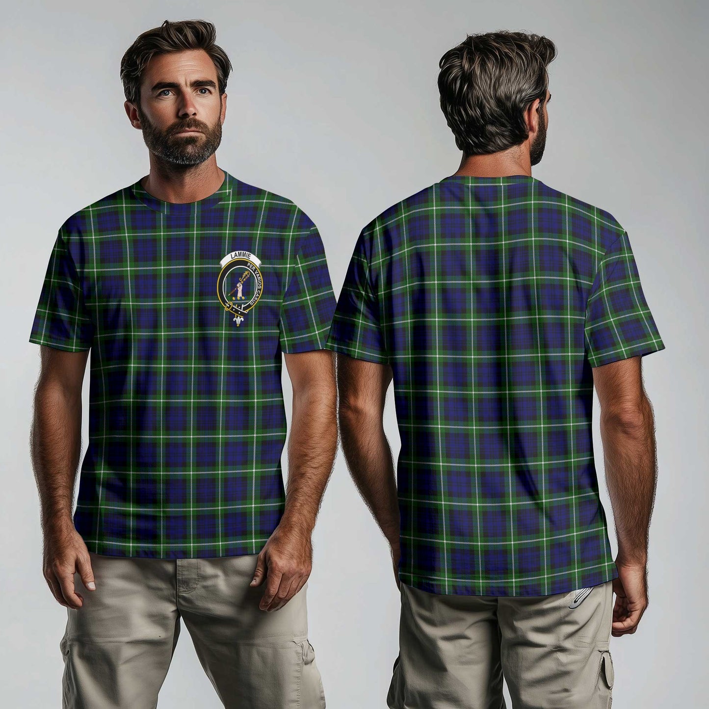 Clan Lammie Tartan Men T Shirt Crest And Plaid Basic Style