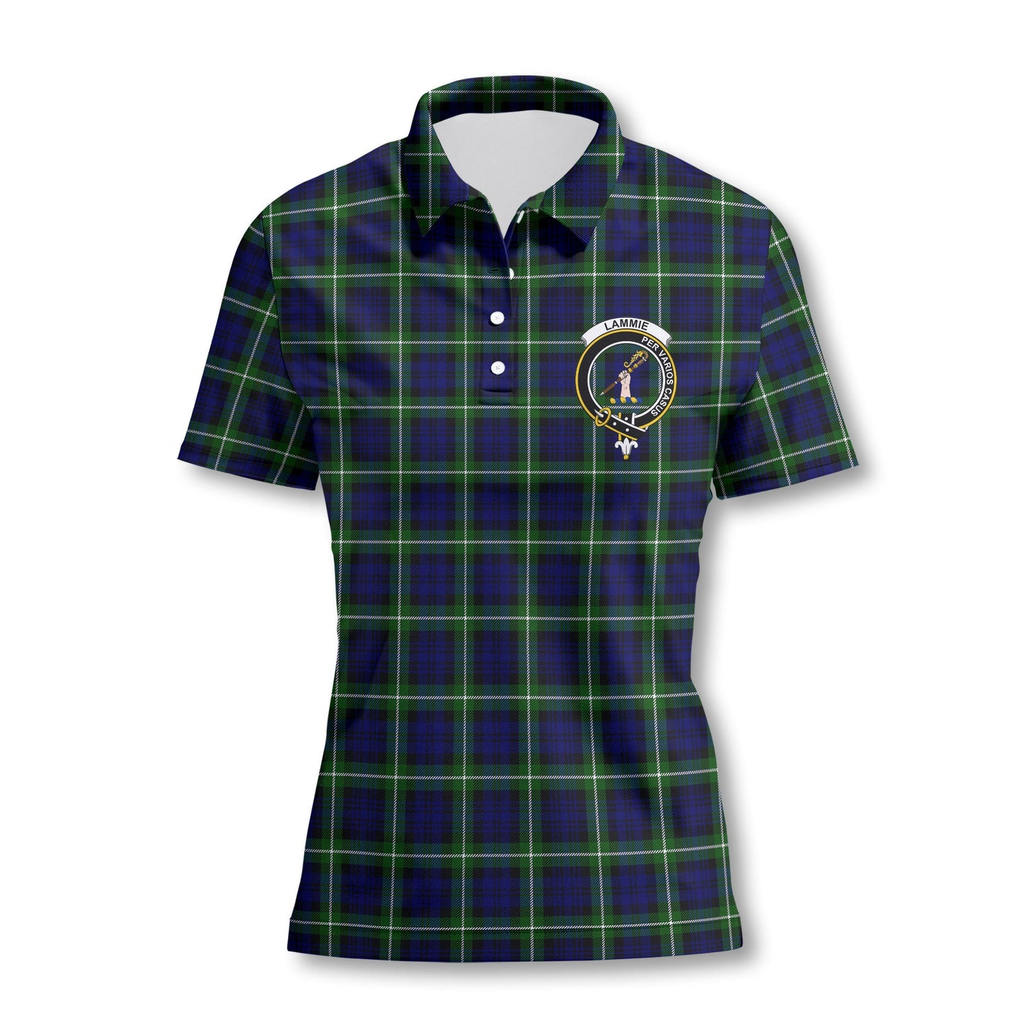 Clan Lammie Tartan Women Polo Shirt Crest And Plaid Basic Style