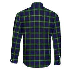 Clan Lamont Tartan Long Sleeve Button Shirt Crest And Plaid Basic Style