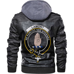 Clan Lamont Tartan Zip Leather Jacket Crest And Plaid Basic Style