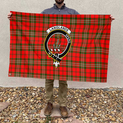 Clan Langlands Tartan Flag Crest And Plaid Basic Style