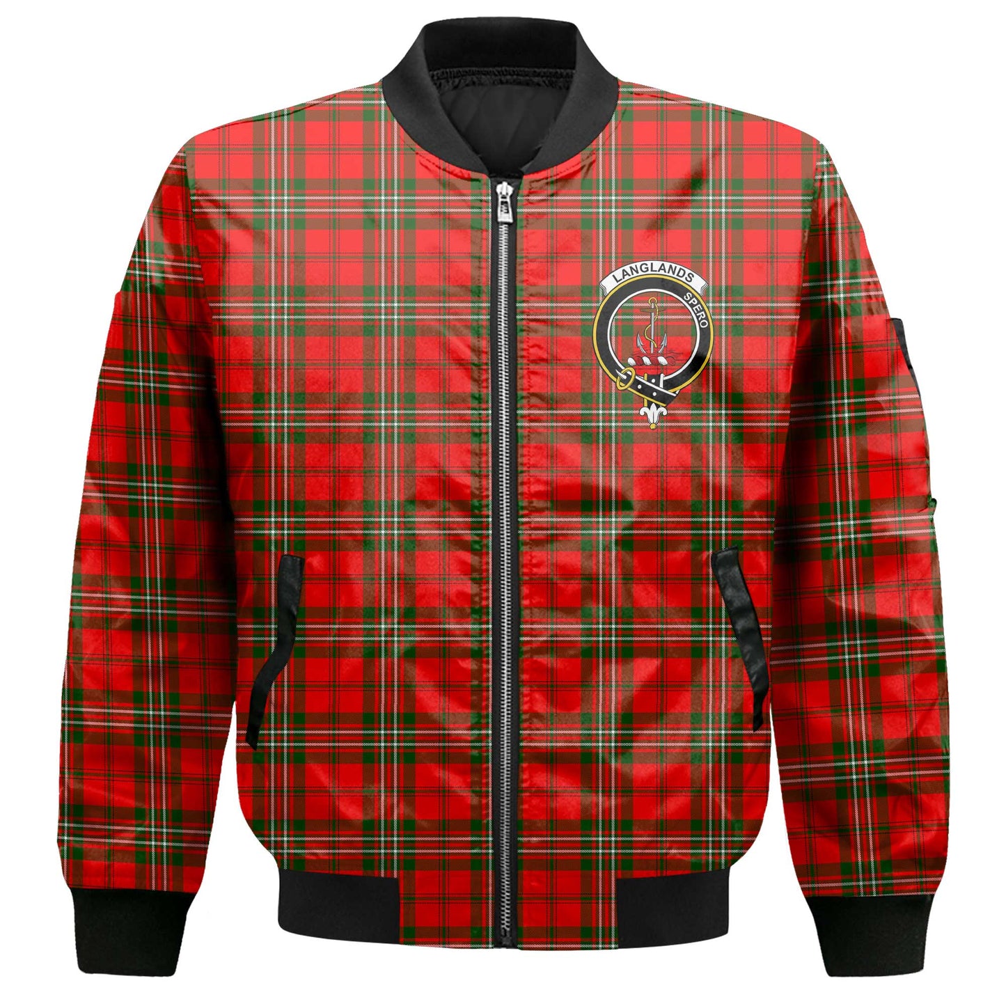 Clan Langlands Tartan Men Bomber Jacket Crest And Plaid Basic Style