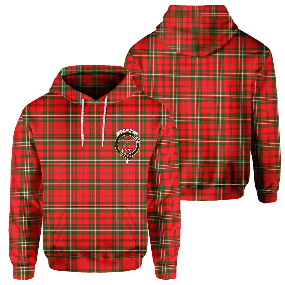 Clan Langlands Tartan Men Hoodie Crest And Plaid Basic Style