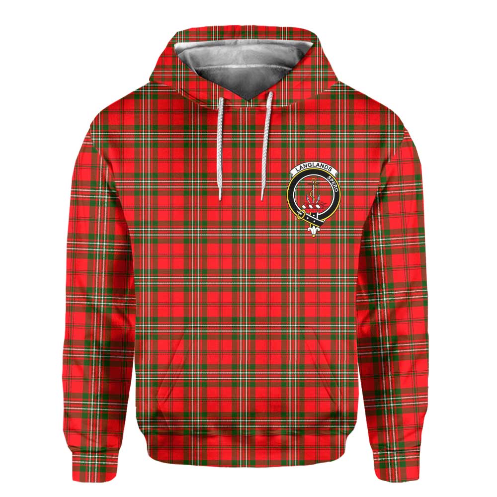 Clan Langlands Tartan Men Hoodie Crest And Plaid Basic Style