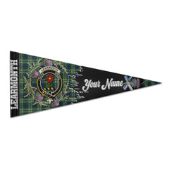 Clan Learmonth Tartan Felt Pennant Crest And Plaid Basic Style