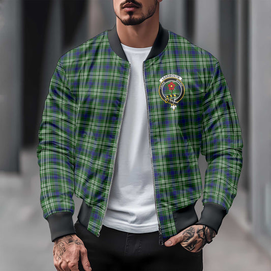 Clan Learmonth Tartan Men Bomber Jacket Crest And Plaid Basic Style