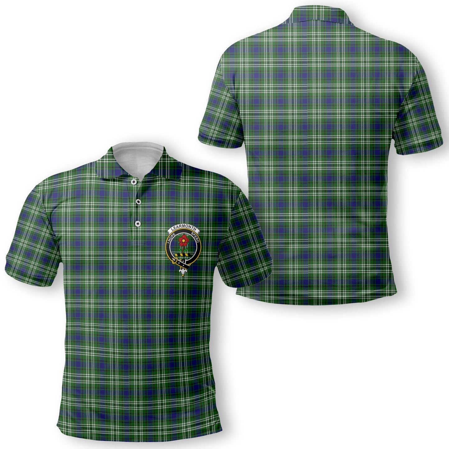 Clan Learmonth Tartan Men Polo Shirt Crest And Plaid Basic Style