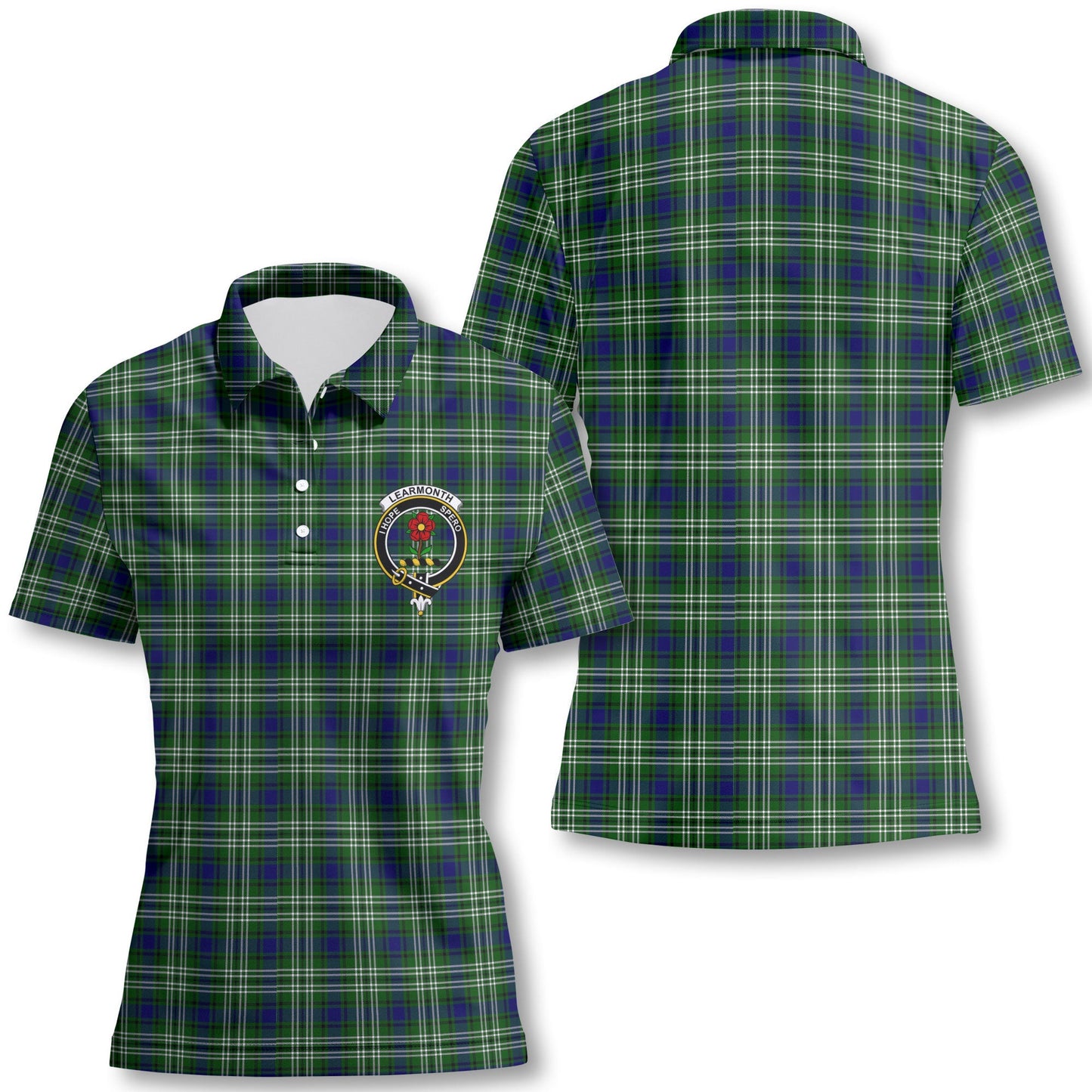 Clan Learmonth Tartan Women Polo Shirt Crest And Plaid Basic Style