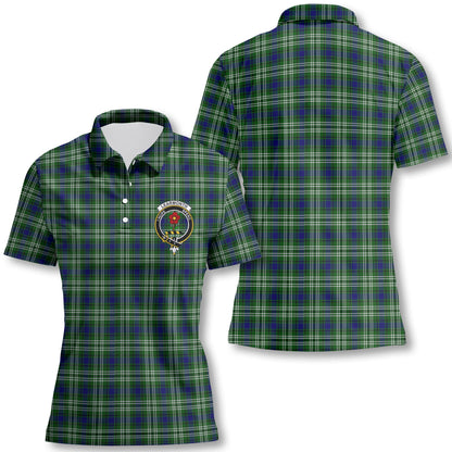 Clan Learmonth Tartan Women Polo Shirt Crest And Plaid Basic Style