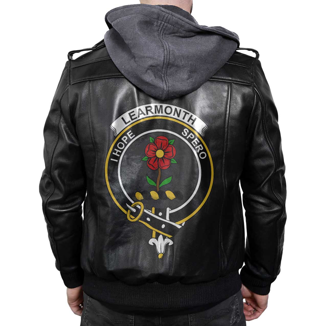 Clan Learmonth Tartan Zip Leather Jacket Crest And Plaid Basic Style