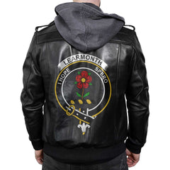 Clan Learmonth Tartan Zip Leather Jacket Crest And Plaid Basic Style