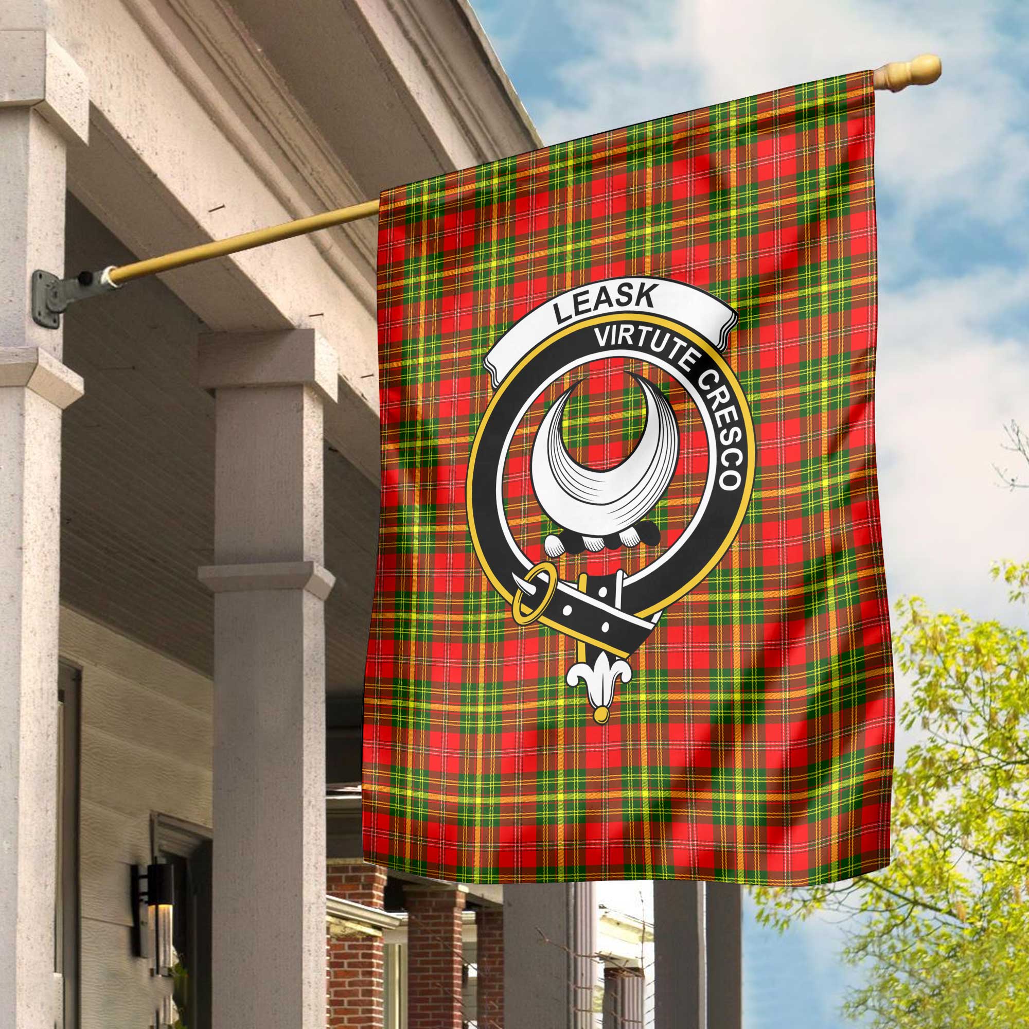 Clan Leask Tartan Garden Flag Crest And Plaid Basic Style