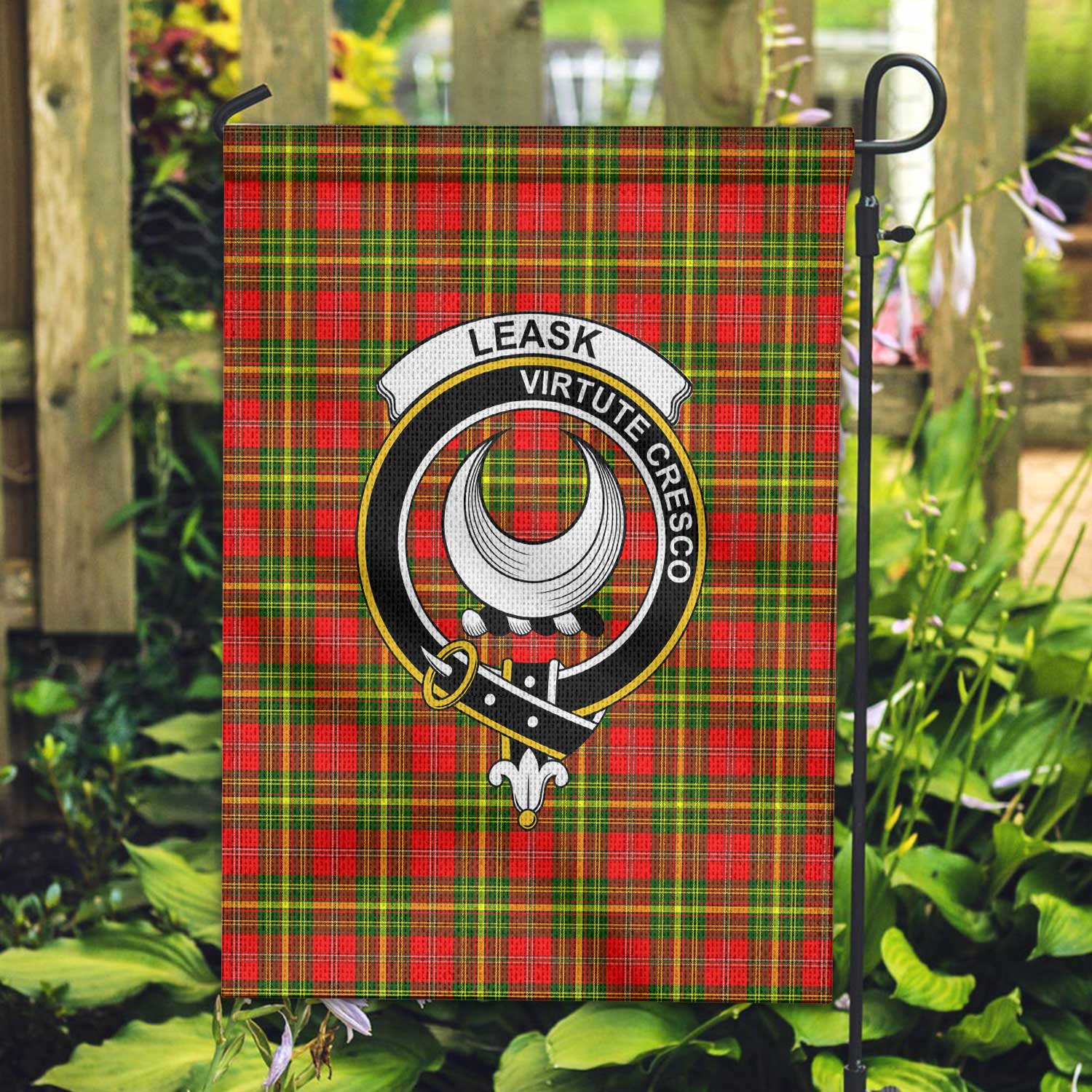 Clan Leask Tartan Garden Flag Crest And Plaid Basic Style